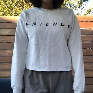Friends Cropped White Hoodie